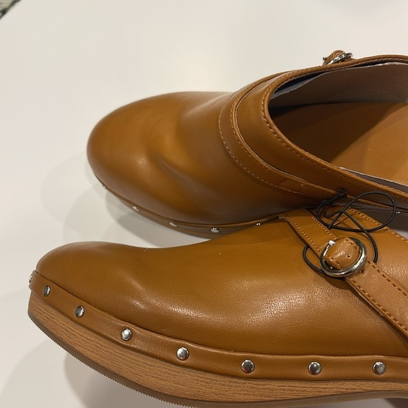 Gap Faux-Leather Clogs Cognac Brown Women Sz 10 - Picture 5 of 7